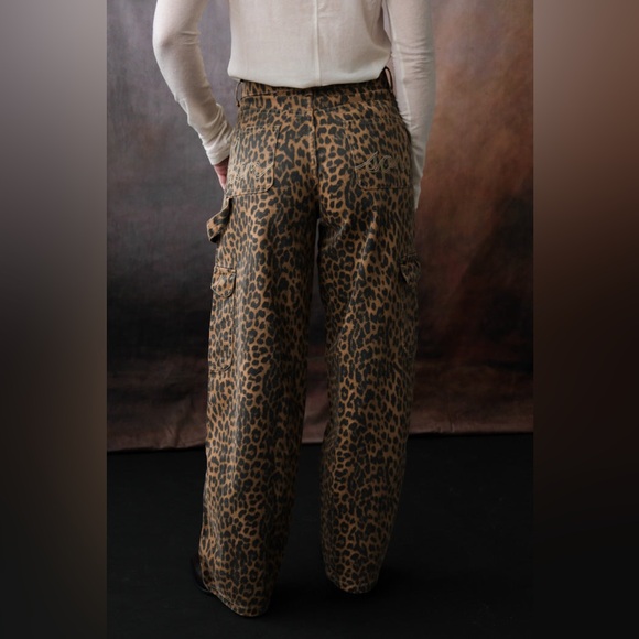 Damson Madder Cargo Denim Jeans Leopard Print Loose Baggy Fit Size 12 - Picture 2 of 8
